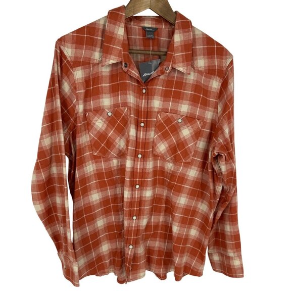 Eddie Bauer Womens Plaid Snap Front WR Field  Flannel Western Shirt Size XXL - Picture 1 of 11